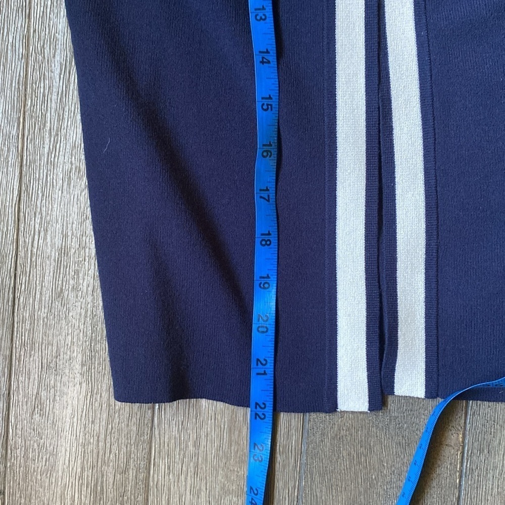 Jacqueline Kennedy Vintage Blue Knit Cardigan White Trim, 3/4 Sleeves, Size S - Picture 6 of 6